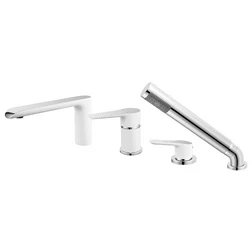 Смеситель для ванны монтаж на 4 отверстия Ferro Adore White/Chrome BDR11A - изображение 1