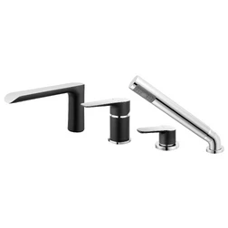 Смеситель для ванны монтаж на 4 отверстия Ferro Adore Black/Chrome BDR11ABLC - изображение 1