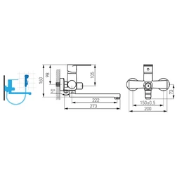 Algeo смеситель для ванны настенный с переключателем на душ и вращающимся изливом 220 мм, без душевого комплекта BAG3A - изображение 2