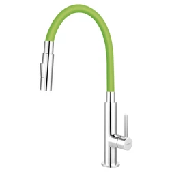 Zumba Slim 2F - смеситель для мойки консольный с гибким изливом, зеленый цвет BZA43G - изображение 1