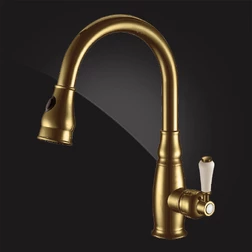 Смеситель Elghansa KITCHEN 5652686-Bronze для кухни однорычажный с выдвижной лейкой, бронза - изображение 1