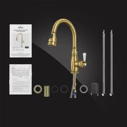 Смеситель Elghansa KITCHEN 5652686-Bronze для кухни однорычажный с выдвижной лейкой, бронза - изображение 6