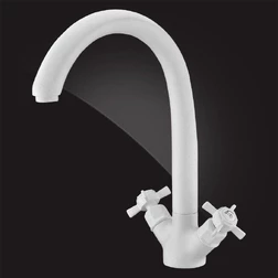 Смеситель Elghansa KITCHEN COLOR 5902660-White Stone для кухни двухвентильный, хром - изображение 1