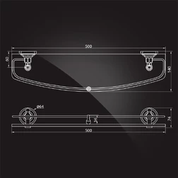 Полка с ограничителем 50 см Elghansa PRAKTIC Chrome Accessories PRK-550 , хром - изображение 2