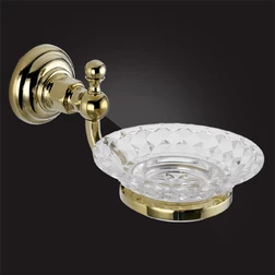 Мыльница для ванной с держателем Elghansa PRAKTIC Gold Accessories PRK-452-Gold стекло, золото - изображение 1