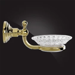 Мыльница для ванной с держателем Elghansa PRAKTIC Gold Accessories PRK-452-Gold стекло, золото - изображение 2