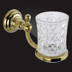 Стакан для ванной с держателем Elghansa PRAKTIC Gold Accessories PRK-412-Gold стекло, золото - изображение 1