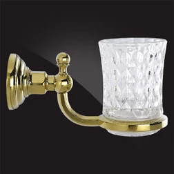 Стакан для ванной с держателем Elghansa PRAKTIC Gold Accessories PRK-412-Gold стекло, золото - изображение 2