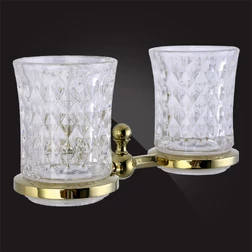 Стакан для ванной двойной Elghansa PRAKTIC Gold Accessories PRK-422-Gold стекло, золото - изображение 1