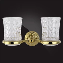 Стакан для ванной двойной Elghansa PRAKTIC Gold Accessories PRK-422-Gold стекло, золото - изображение 2
