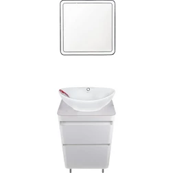 Мебель для ванной Style Line Атлантика 60 Люкс Plus, напольная, антискрейч, белый глянцевый мрамор - изображение 1