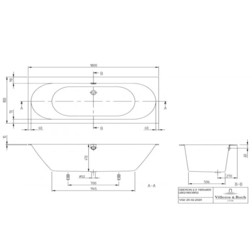 Прямоугольная Ванна Villeroy Boch UBQ180OBR2DV-01 Oberon 2.0 - изображение 4