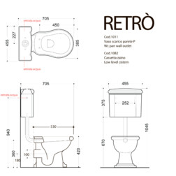 KERASAN Retro 101101 Унитаз напольный с ручкой на бачке, слив в стену, цвет белый/хром - изображение 2