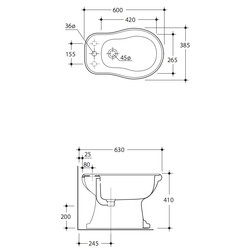 KERASAN Retro 102001*1 Биде напольное с 1 отв. под смеситель, цвет белый - изображение 2
