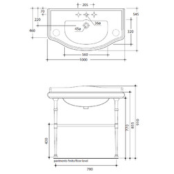 KERASAN Retro 730090 Консоль 100 см с белой раковиной 105001*1 цвет консоли: cromo - изображение 7