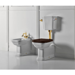 Kerasan Waldorf Унитаз напольный удлиненный 65х37см c низким бачком, фурнитура золото - изображение 1