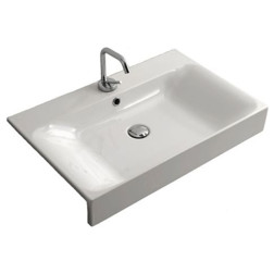 KERASAN Cento раковина 70x45 полувстраиваемая, с 1 отв. под смеситель, цвет белый - изображение 1