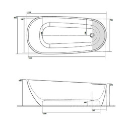 KERASAN Aquatech Ванна из пиетралуче 170х70см ,цвет белый с накладкой из тикового дерева - изображение 2