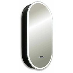 Зеркало-шкаф Silver Mirrors Soho 50 R сенсорный выключатель c Led-подсветкой часами и антизапотеванием черный - изображение 5