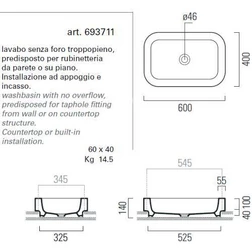 Раковина накладная на 60 см GSI traccia S 60 693711 - изображение 4