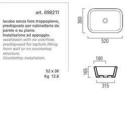 Раковина накладная на 52 см GSI traccia S2 698211 - изображение 4