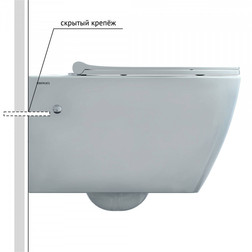 Унитаз BERGES подвесной MASCON Rimless 57 см, сиденье дюропласт Toma Slim SO, микролифт, быстросъем - изображение 5