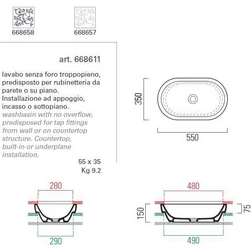 Накладная раковина на 55 см GSI panorama 668611 - изображение 3