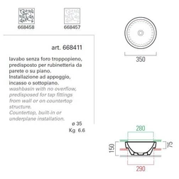 Накладная круглая раковина на 35 см GSI panorama 668411 - изображение 3