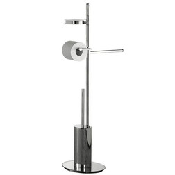 Стойка COLOMBO DESIGN PLANETS B9833 напольная с полотенцедержателем с мыльницей с держателем туалетной бумаги и с ершиком - изображение 2