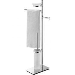 Стойка COLOMBO DESIGN SQUARE B9903 напольная с полотенцедержателем с мыльницей с держателем туалетной бумаги и с ершиком - изображение 1
