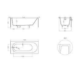 Пристенная ванна Salini Fabia 180x80x60 cм 102612G, овальная чаша, цвет белый глянец - изображение 7