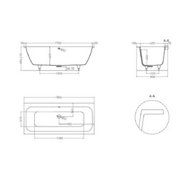 Встраиваемая ванна Salini Orlanda Axis KIT 1800х800х600 103312G, цвет белый глянцевый - изображение 9