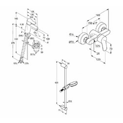 Комплект смесителей Kludi Pure&Easy 378450565 хром 3 в 1 - изображение 5