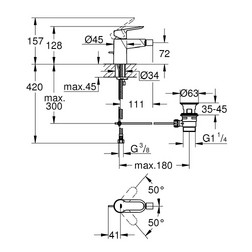 Смеситель для биде Grohe BauEdge 23331000 с донным клапаном - изображение 2