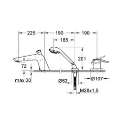 Смеситель для ванны на 3 отверстия Grohe Ectos 19040IP0 хром - изображение 2