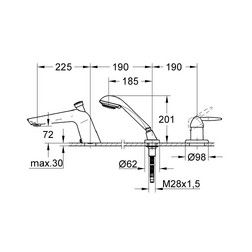 Смеситель для ванны на 3 отверстия Grohe EUROFRESH 19195000 хром - изображение 2