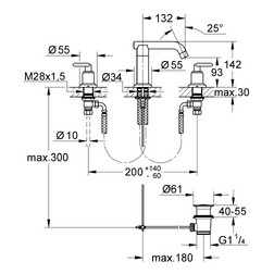 Смеситель для умывальника на 3 отверстия Grohe Atrio (Delta) 20049000 хром - изображение 2
