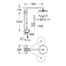 Душевая система GROHE Rainshower shower system 27361000 хром - изображение 3