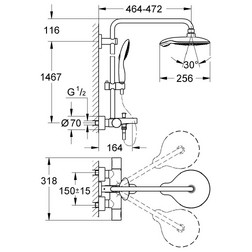 Душевая система с термостатом для душа сфера кроншт. 450мм. GROHE Power&Soul System 190 27913000 - изображение 2