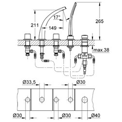 Комплект для ванны на 5 отверстий GROHE Ondus 31047000 хром - изображение 2