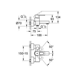 Смеситель однорычажный для ванны GROHE Quadra 32638KS0 бархатный черный - изображение 2