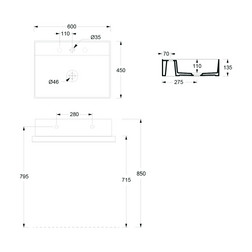 Раковина Alice Hide 31230101S подвесная 60х45 см белая - изображение 4