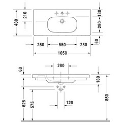 Раковина подвесная Duravit D-Code 03421000002 105х48 см белая - изображение 3