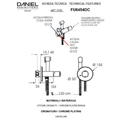 Daniel Fusion FU6454DC-GO смеситель с гигиеническим душем графит - изображение 2