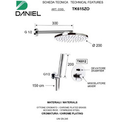 Встраиваемый душевой комплект Daniel Tokyo TX615ZO-CR, цвет хром - изображение 4