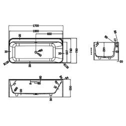 Ванна Uni-Flow Kube FS324-1700 Matt White отдельностоящая - изображение 4