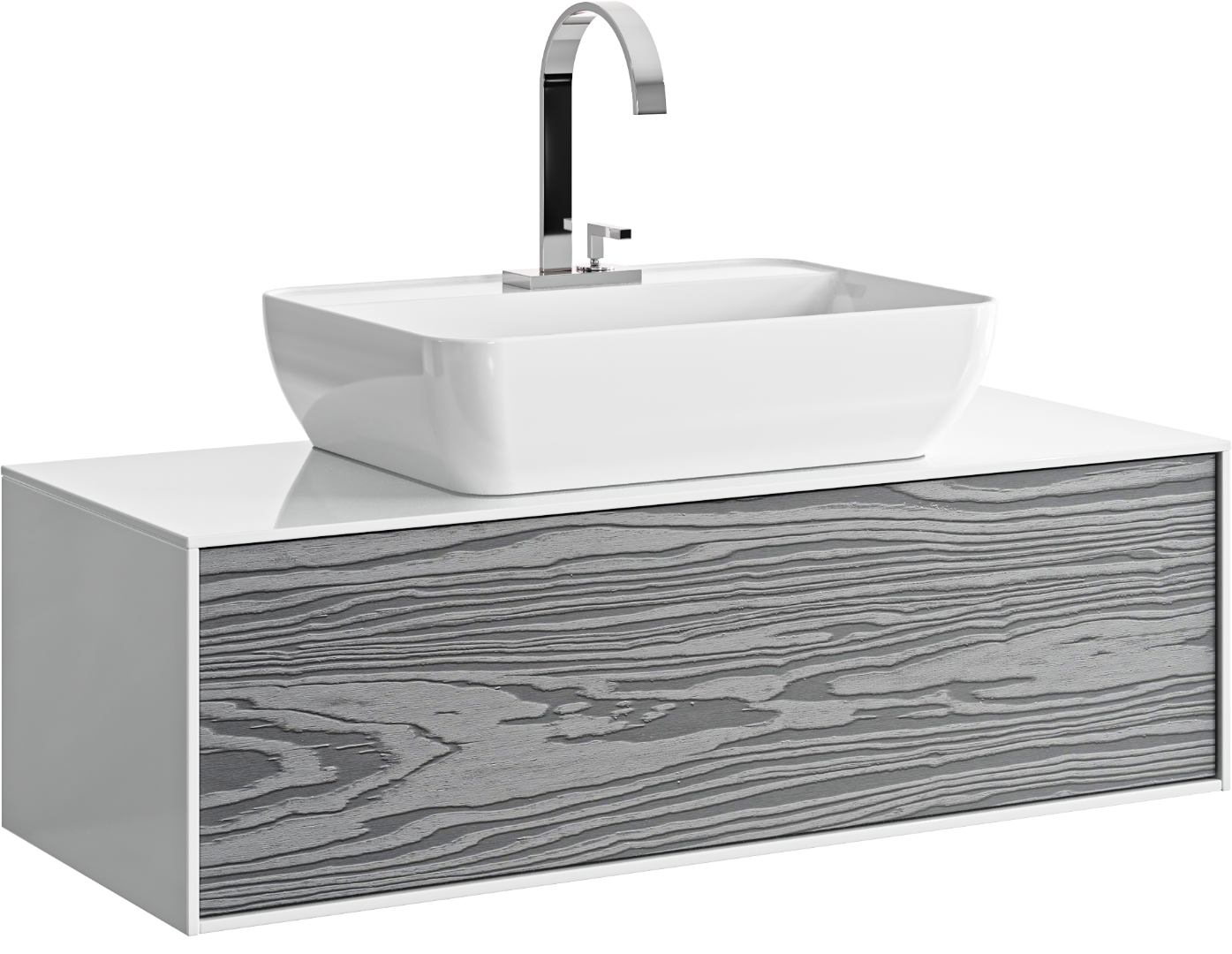 Тумба с раковиной Kerama Marazzi CUB.60.2\WHT.M Cubo 60 см - цвет мальва матовая