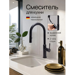 Смеситель для кухни с выдвижным изливом Kern 2021 NS черный матовый - изображение 1