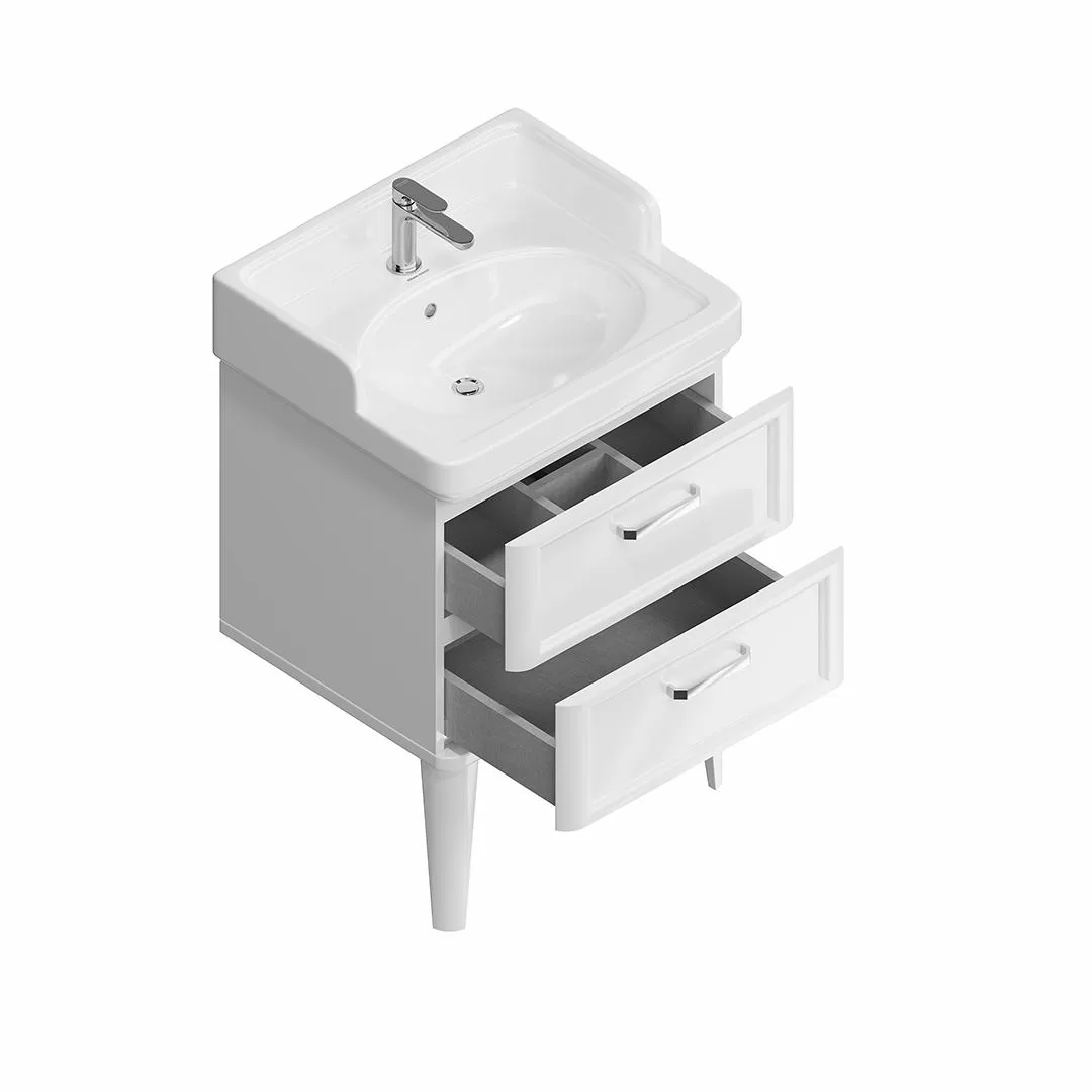Тумба с раковиной Kerama Marazzi CUB.60.2\WHT.M Cubo 60 см - цвет мальва матовая