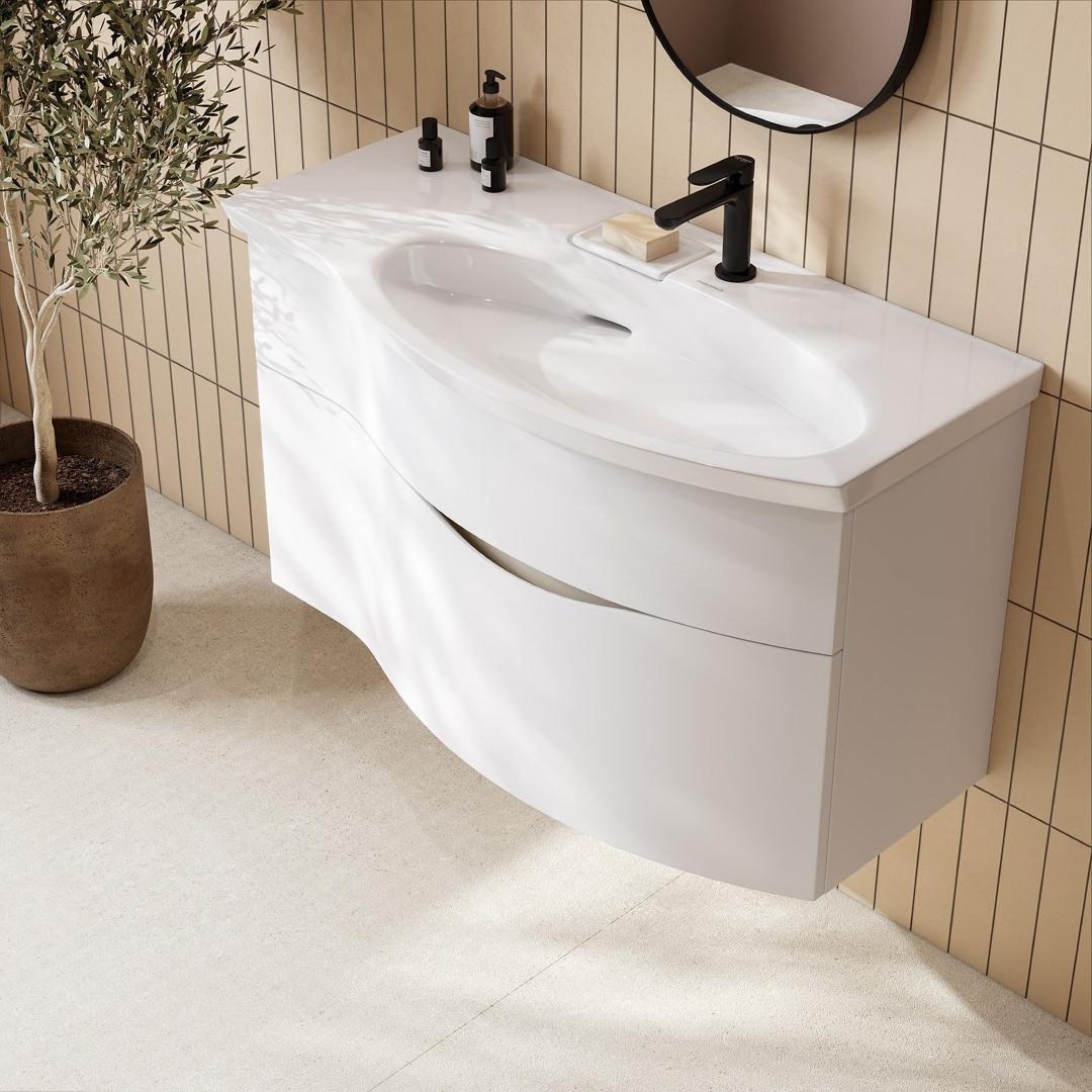 Тумба с раковиной Kerama Marazzi CUB.60.2\WHT.M Cubo 60 см - цвет мальва матовая